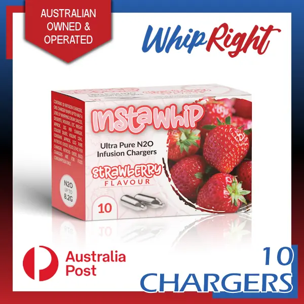 Instawhip Strawberry Infusion Cream Chargers 8.2G 10 Pack X 1 (10 Bulbs) Fruit