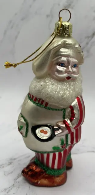Glass Santa's Best European Chef Santa Christmas Ornament 5" Tall
