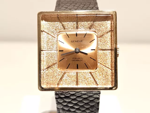 RETRO BEAUTIFUL SWISS Mens Ladies Gold Plated Quartz Watch Luzeron With Stones 125.00 PicClick