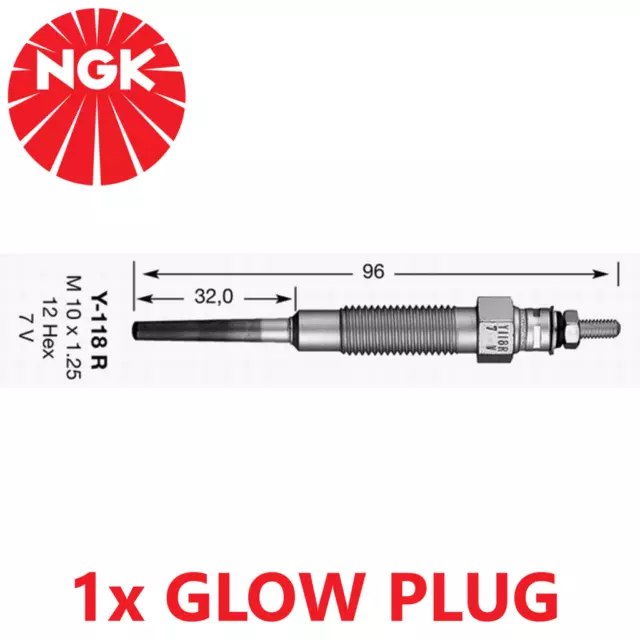 NGK 2187 Métal 7V 8A 0.2 Ohm Diesel Bougie Préchauffage Moteur Y-118R