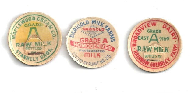 Three diff. Oregon milk bottle caps.