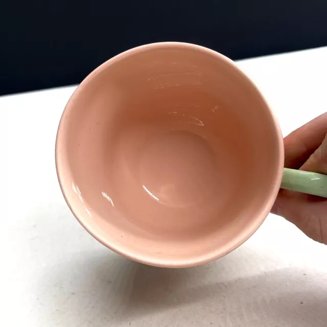 Large Vintage Grindley Peach Petal Teacup & Saucer Pastel Pink Green Handle 3