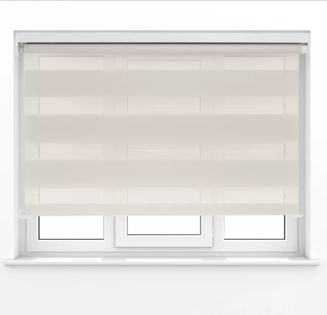 Day & Night Roller Blinds Zebra Effect - Black Grey White Cream