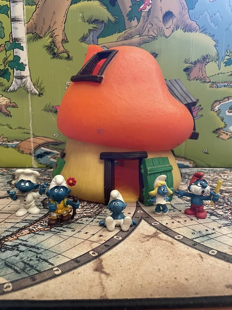 Puffi Smurfs Puffo Smurf Casa Dei Puffi Bully House Con 5 Puffi Compresi