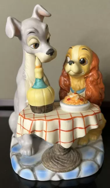 Vintage Walt Disney Lady And The Tramp Figurine Sweet Romantic Spaghetti Dinner