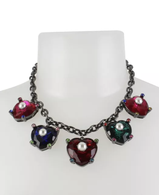 $85  - Betsey Johnson Crystal Heart Statement Necklace BP1 3