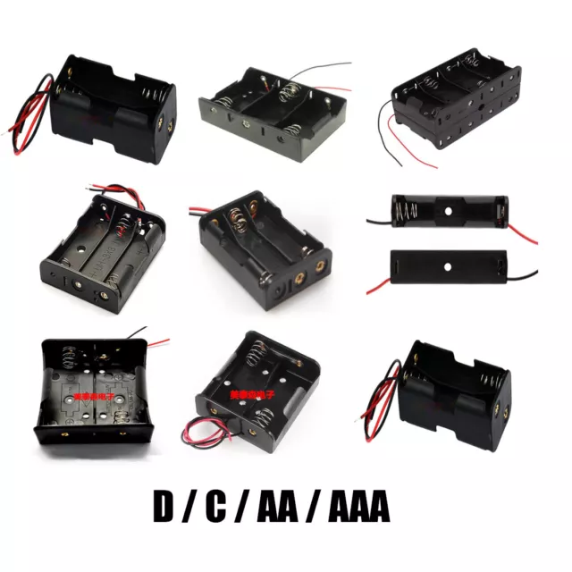 Portapilas 1,2,3,4,6,8 Mignon D/C/AA/AAA Pilas Cable Battery box case