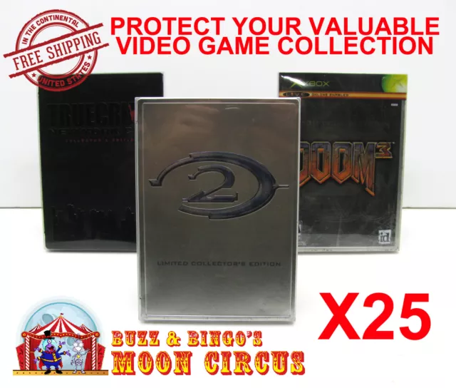 25X Microsoft Xbox Steelbook Dvd Cib Game Clear Protective Box Protectors Sleeve