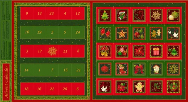 Jahreszeiten Grüße Adventskalender 100% Baumwolle Steppen Panel Stoff