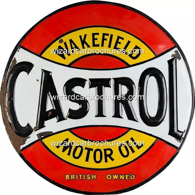 CASTROL WAKEFIELD RUSTIC 14" DIA 355mm HEAVY STEEL SHED GARAGE SIGN NOT TIN 283