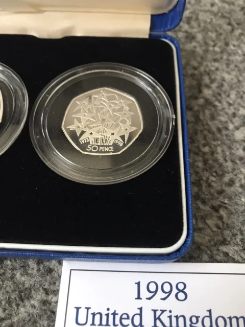 RARE PIEDFORT 1992 & 1998 EEC Presidency UK Silver Proof Fifty Pence 50p coin X2 3