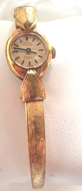 Montre Vintage SOHO Mécanique Femme - Boîtier Plaqué Or 16 Mm, 17 Rubis, Bracelet Doré