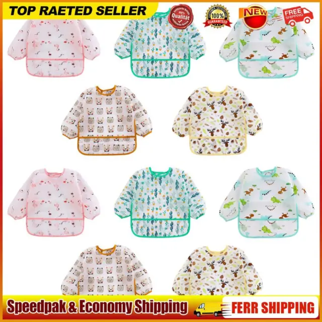 Waterproof Long Sleeve Feeding Apron Children One Piece Eating Clothes Toddler