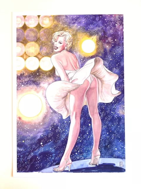 Milo Manara -  "Omaggio a Marilyn Monroe" - Timbro a Secco. Lui Magazine, 2018