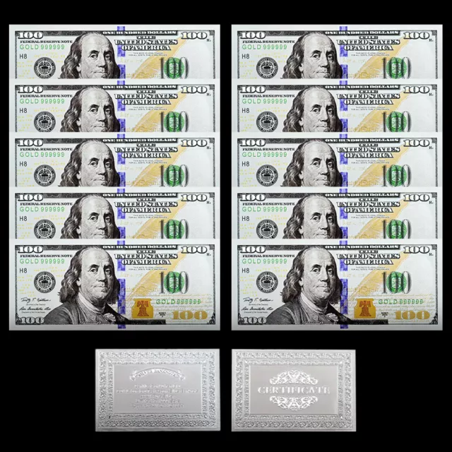 2009 Years One Hundred Dollars Silver Banknotes US 100 Bills Collection 10PCS