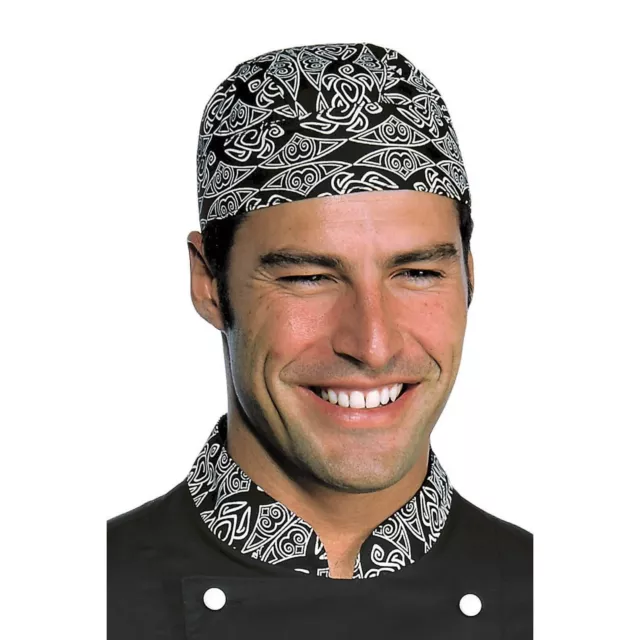 Bandana Cuoco Bianca e Nera Maori 91 Unisex Isacco | Cappello Chef Pizzaiolo