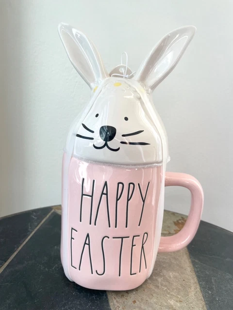 Rae Dunn Easter Mug with Bunny Lid Ceramic Mug - HAPPY EASTER