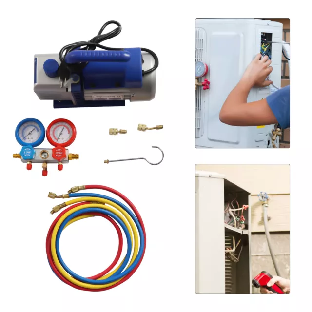 Air Vacuum Pump & Manifold Gauge Set -  A/C Refrigeration Kit Fits  R410a