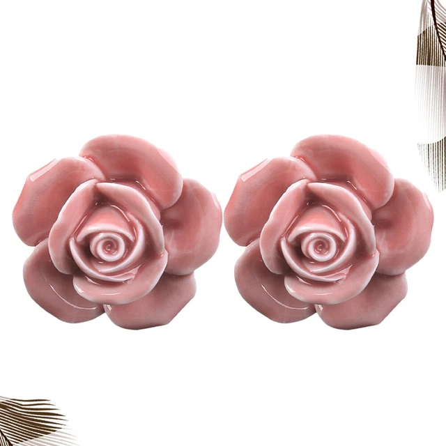2 Pcs Rose Door Knob Wardrobe Pulls Dresser Handles Metal Cabinets Chest Drawers