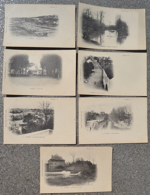 AVESNES SUR HELP postcard lot of 7 CPA back undivided ball game mill