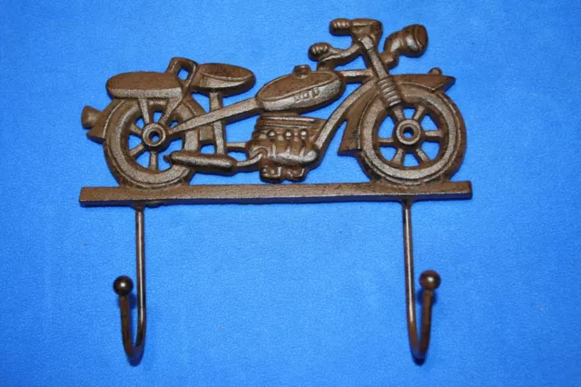 Vintage-Style Motorcycle Man Cave Workshop Decor Cast Iron Wall Hooks, 8", H-41