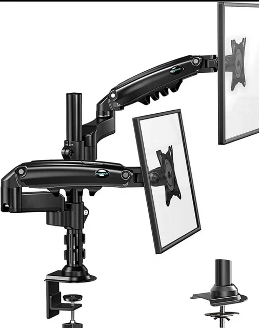 DUAL MONITOR STAND Height Adjustable Gas Spring Double Arm Monitor