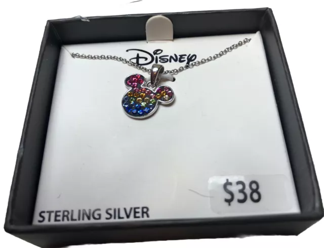 new Disney mickey mouse boxed earrings and necklace set sterling silver.