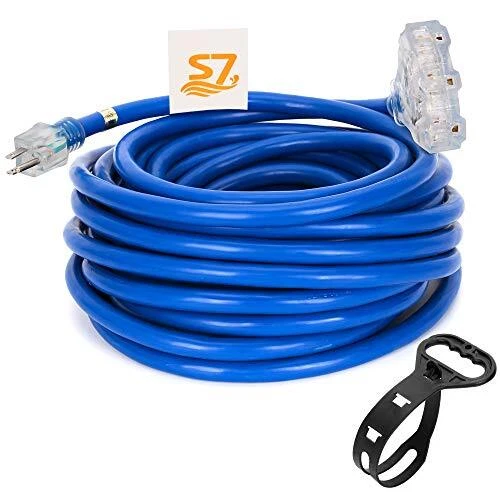 Cable de extensión interior/exterior de 3 salidas SJTW calibre 10 de alta resistencia de 50 pies de Gro...