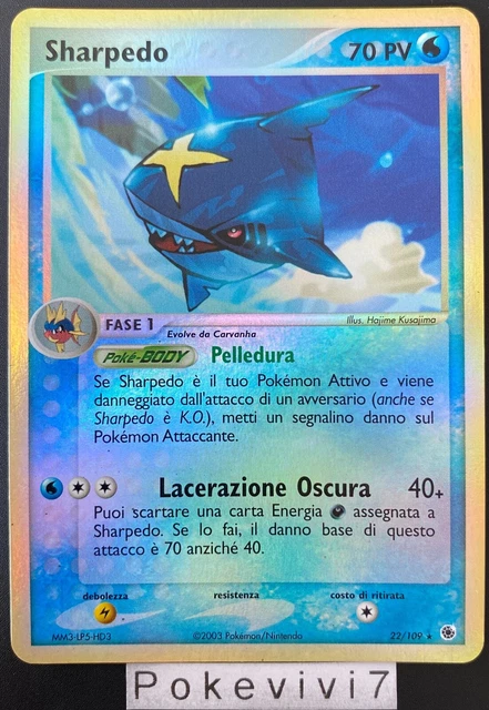 Carte Pokemon SHARPEDO 22/109 RARE Reverse Bloc EX Italien ITA