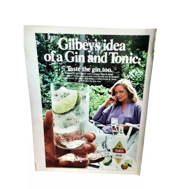 1981 Woman Lounging In Garden Gilbeys Gin Ad Vintage