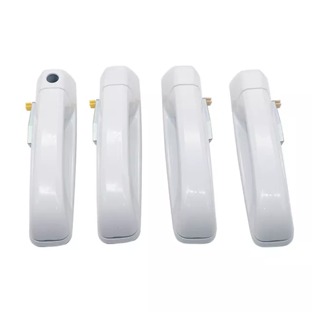 Set of 4 Bright White Door Handles for Dodge For Ram with Lock Provision