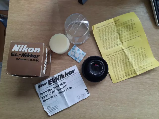 Nikon EL Nikkor 50mm f2.8 N Enlarger Lens in Box with Instructions