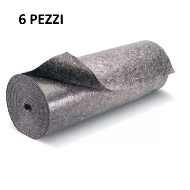 6 Pz Protezione Feltro Assorbente Antiscivolo Per Imbiancature 260 Gr/Mq Mt 1X10