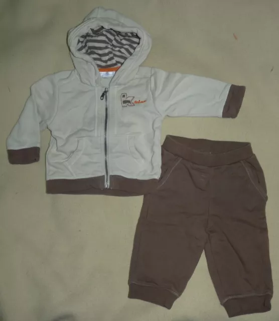 Ensemble veste à capuche + pantalon beige-marron bébé garçon 6 mois Kitchoun BE