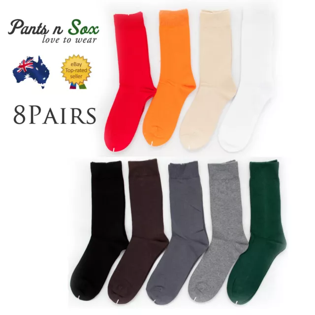 8 Pairs Mens Womens Business Socks Crew Socks 2-8 6-11 11-14 Black White Grey
