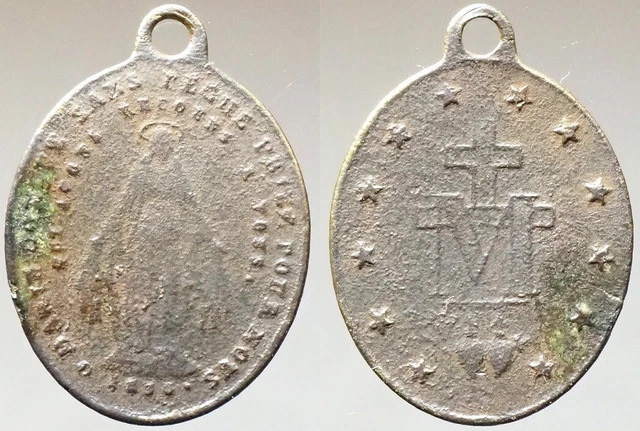 Rare Médaille Religieuse De La Vierge Marie Miraculeuse En Laiton