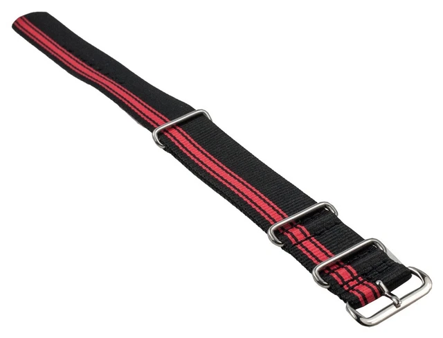 OUTDOR BRACELET DE Montre Tissu Bande Coulissante Noir/Rouge Avec