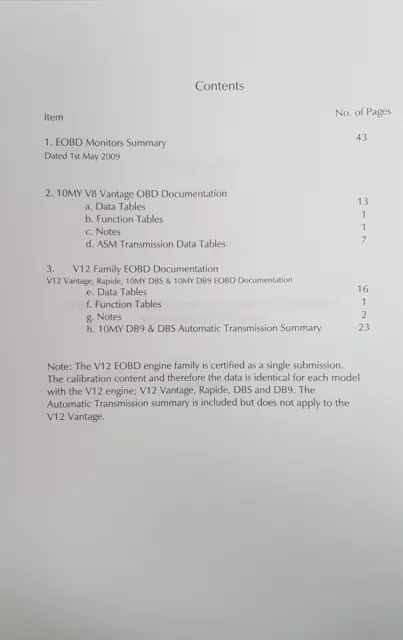 Aston Martin Db9 2010 Eobd Summary Documentation & Obd System Operation 2