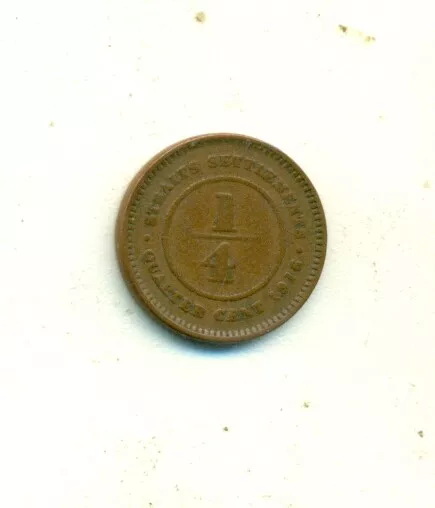 A NICE OLDER 1/4 CENT COIN from the STRAITS SETTLEMENTS DATING 1916 2