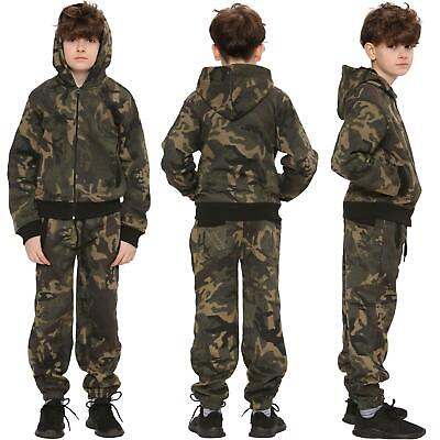 Kids Tracksuit Boys Girls Designer Green Camouflage Jogging Suit Top Bottom 5-13