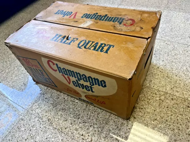 Vintage Champagne Velvet Cardboard Beer Bottle Box Case