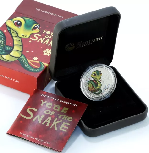 2013 50c Year of the Snake 1/2oz Stunning Baby Snake Silver Coloured Proof Coin