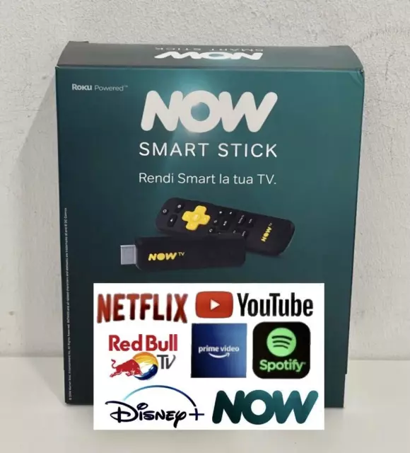NOW tv smart stick NETFLIX YOUTUBE PRIME VIDEO  DISNEY+1 mese SPORT
