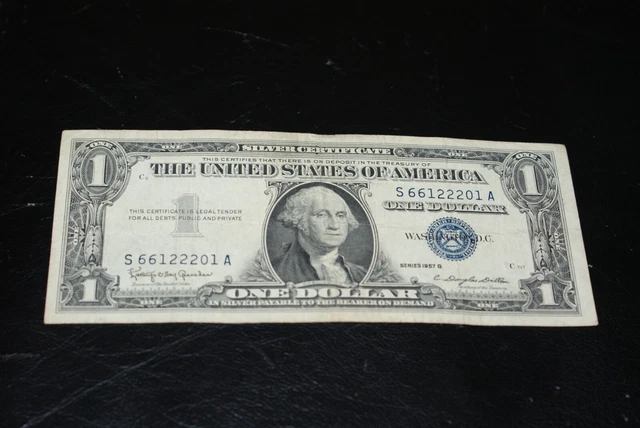 Five  1957B Circulated $1 Dollar Silver Certificate Blue Seal Notes 8