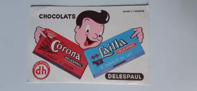 Buvard vintage Chocolats Corona Laitta  DELESPAUL