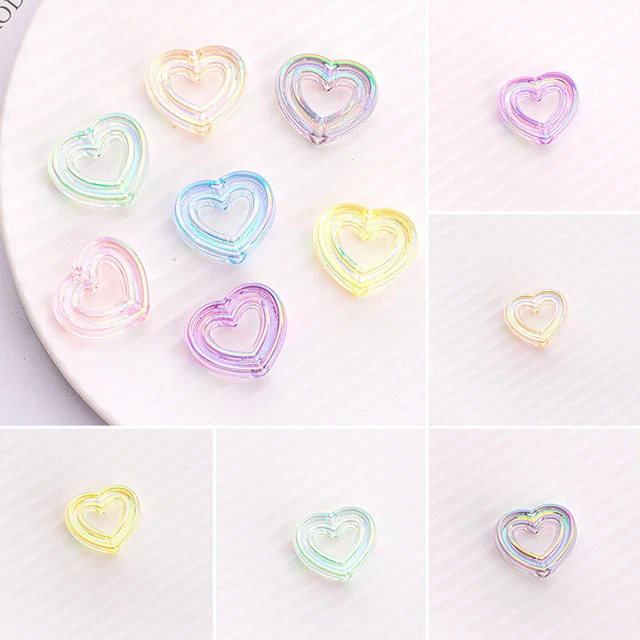 10pcs Acrylic Bead Heart Shape Jewelry Making Findings DIY Craft Supply Ornament