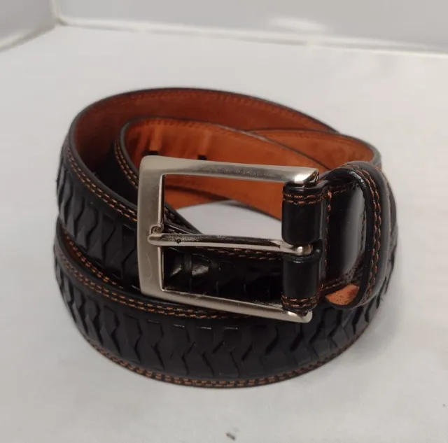 Cole Haan Mens  Adjustable Leather Belt 36 Brown Braided Woven P3