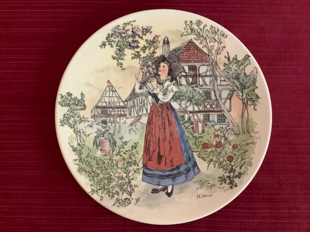 « Rare Ancienne Assiette Sarreguemines Obernai « Décor Alsacienne » Henri Loux «