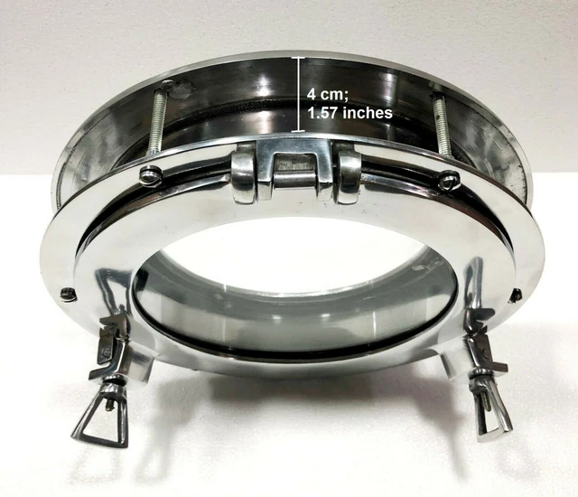 12" Canal Bateau Hublot Fenêtre Argent Nickel Porte Fenêtre Verre Hublot... 2