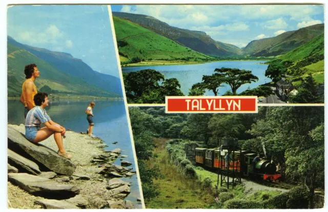 1970s Postcard Tal-y-llyn Lake & Train at Dolgoch Falls Railway Station Gwynedd